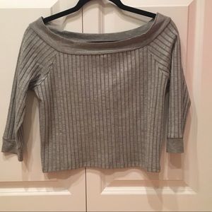 Grey Off the Shoulder Crop Top